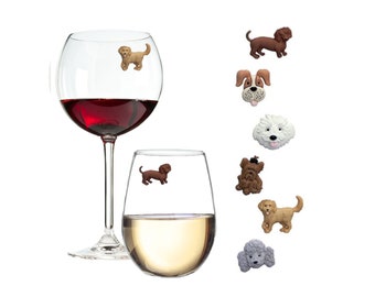 Dog Lover Gift Magnetic Wine Glass Charms  Birthday or Housewarming Gift, Hostess Gift with Dachshund Poodle Yorkie & more - Simply Charmed