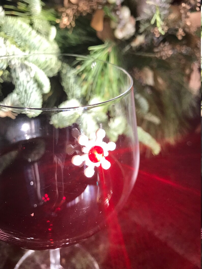 Swarovski Crystal Snowflake Wine Glass Charms Etsy