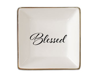 Blessed Gratitude Gift | Jewelry Ring Holder or Trinket Tray | Religious Bible Study Gift | Easter Gift | Christmas Gift by Simply Charmed