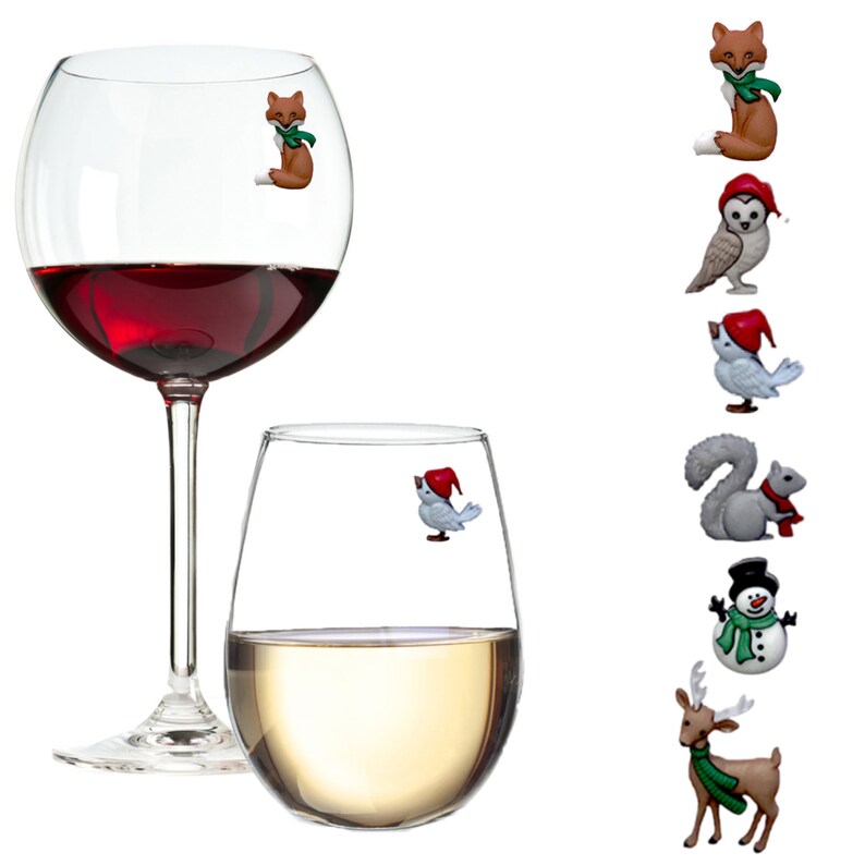 Winter Wine Glass Charms Cute Forest Animal Drink Etsy