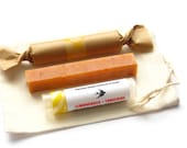 Citrus Gift Set // Natural Travel Soap Lip Balm Cuticle Cream // Orange Yellow Sunshine Gold