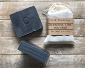 Activated Charcoal Lime Tea Tree Soap | Detox Soap | Charcoal Soap | Black Soap | Mens Soap | Soap Gift | Handmade Soap | Essential Oil Soap