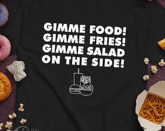 Funny Metallica Parody Tee: Gimme Food Gimme Fries | Rock/Metal Humor Graphic T-Shirt
