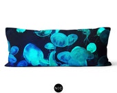 Blue Moon Jellyfish - Body Pillow, 20x54 Inch Lumbar Pillow, Ocean Nautical Style Full Body Bedding Accent, Black and Blue Microfiber Pillow