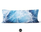 Blue Ocean Surf - Body Pillow, 20x54 Inch Lumbar Pillow, Ocean Waves Beach Surf Decor Bedding Full Body Pillow Microfiber Bed Style Cushion