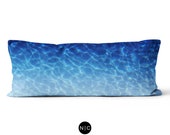 Marina Blue - Body Pillow, 20x54 Inch Lumbar Pillow, Beach Boho Chic Ocean Ombre Blue Surf Full Body Pillow Microfiber Rectangular Cushion