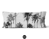 Gainsboro Palms - Body Pillow, 20x54 Inch Lumbar Pillow, Beach Gray Palm Trees Surf Bedding Full Body Pillow Microfiber Rectangle Cushion