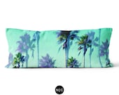 Jungle Green Palms - Body Pillow, 20x54 Inch Lumbar Pillow, Beach Surf Tropical Bedding Full Body Pillow Microfiber Rectangular Cushion