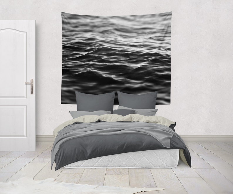Black Waters Wall Tapestry Ocean Nautical Sea Waves Etsy
