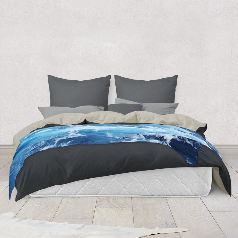 Blue Ocean Surf Fleece Blanket Nautical Decor Blue Coral Etsy