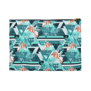 Flamingos de água salgada - bolsa para transportar tudo, bolsa tropical de praia turquesa Bolsa de transporte com zíper de tamanho pequeno e grande na opção básica / fundo em T