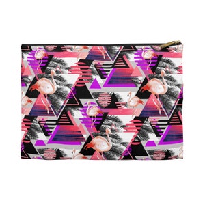 Passion Flamingos - Bolsa para transportar tudo, estilo Vaporwave rosa e roxo, bolsa de transporte com zíper de tamanho pequeno e grande, na opção básica / fundo em T