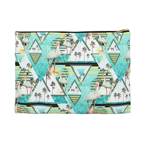 Summer White Ibis - bolsa para carregar tudo, azul claro estilo palmeiras tropicais, bolsa de transporte pequena e grande com zíper na opção básica ou com fundo em T