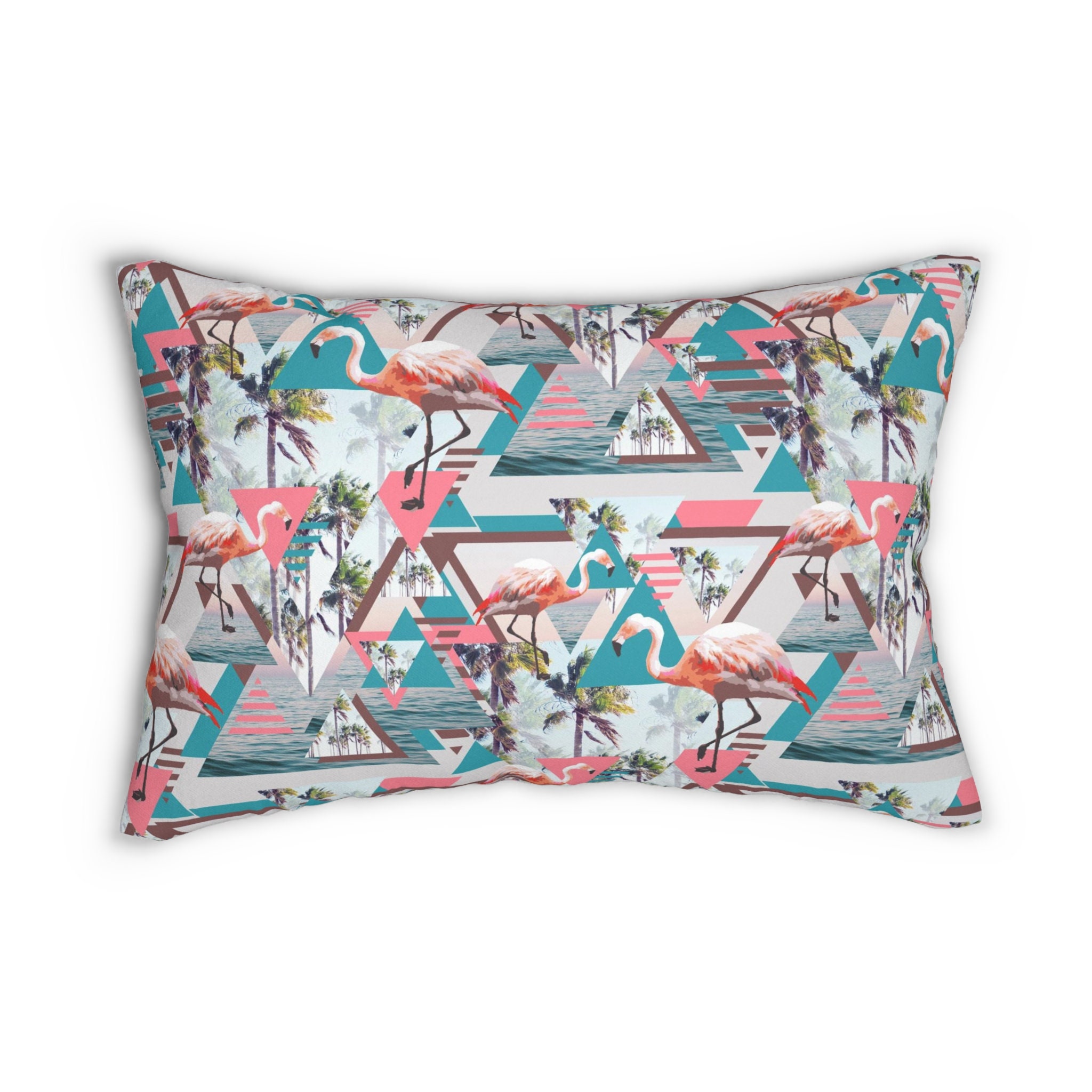 South Beach Flamingos Boudoir Lumbar Pillow 20x14 Inch Pink Etsy