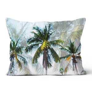 Palms of Paradise Boudoir Lumbar Pillow, 20x14 inch Palm Trees Surf Style Beach Tropical Boho Home Decor Rectangle Bedding Decor Accent image 7