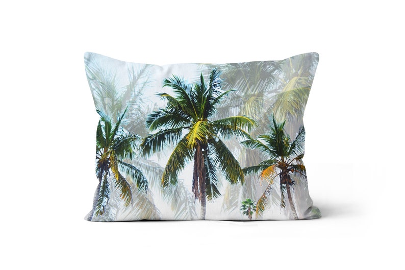 Palms of Paradise Boudoir Lumbar Pillow, 20x14 inch Palm Trees Surf Style Beach Tropical Boho Home Decor Rectangle Bedding Decor Accent image 7