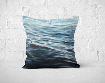 Dark Waters 2 - Throw Pillow, Navy Blue Accent Pillow Throw, Coastal Ocean Style Nautical Home Decor Pillow Throw. 16x16 18x18 20x20 Inches