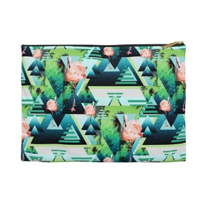 Bahia Flamingos - Bolsa Carry-All, Bolsa tropical de praia azul e verde Bolsa de transporte com zíper tamanho pequeno e grande na opção Básica / T-Bottom
