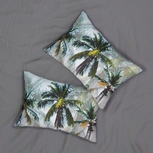 Palms of Paradise Boudoir Lumbar Pillow, 20x14 inch Palm Trees Surf Style Beach Tropical Boho Home Decor Rectangle Bedding Decor Accent image 5