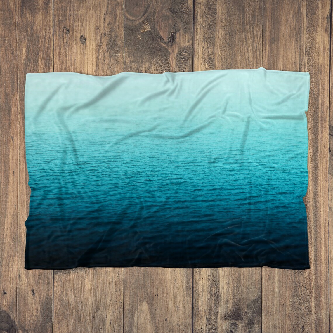 Aquamarine Sea Fleece Blanket Turquoise Ombre Style Coastal Etsy UK