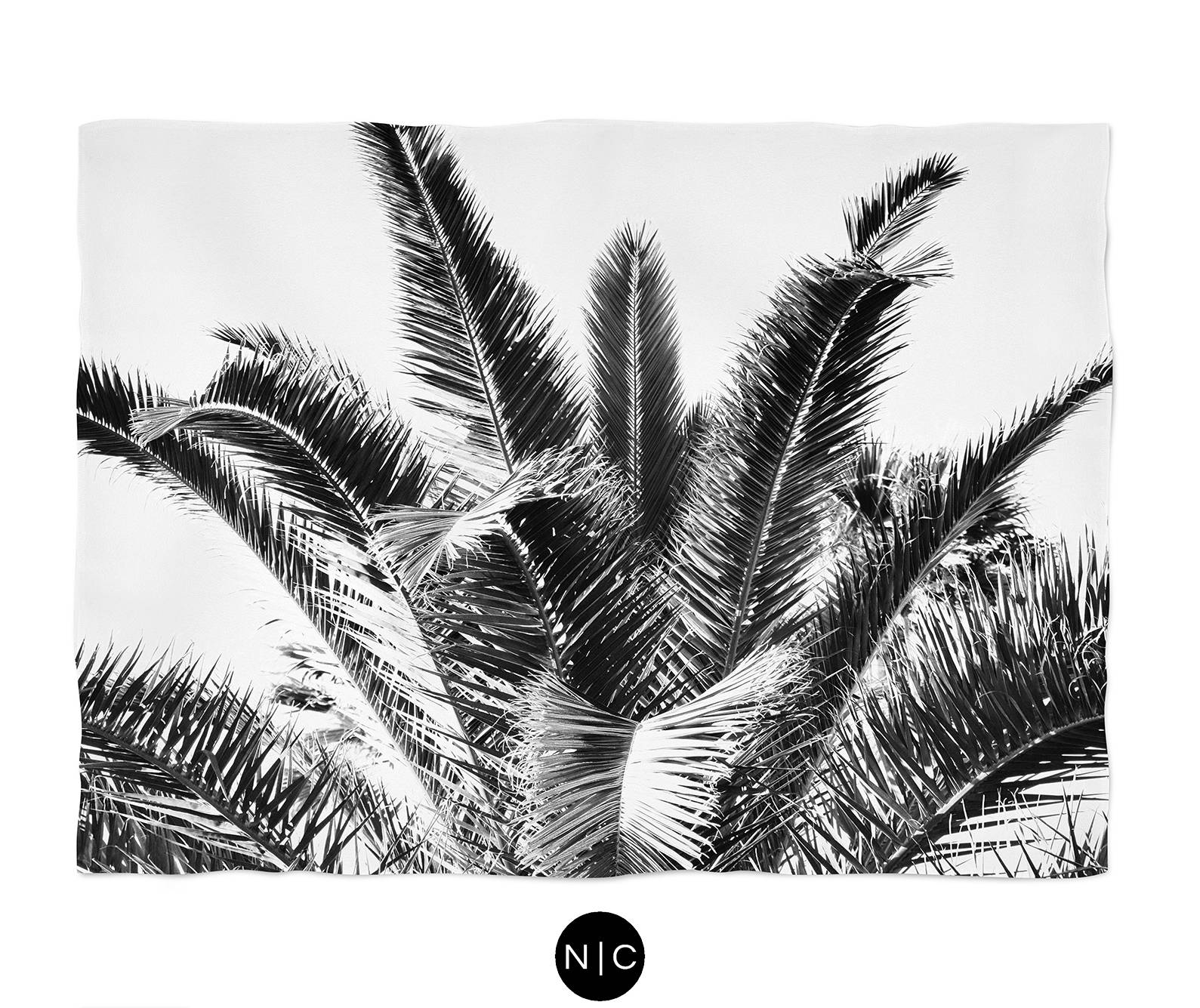 Black Summer Palms Fleece Blanket Beach Coastal Home Palm Etsy