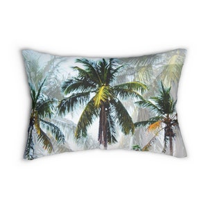 Palms of Paradise Boudoir Lumbar Pillow, 20x14 inch Palm Trees Surf Style Beach Tropical Boho Home Decor Rectangle Bedding Decor Accent image 3