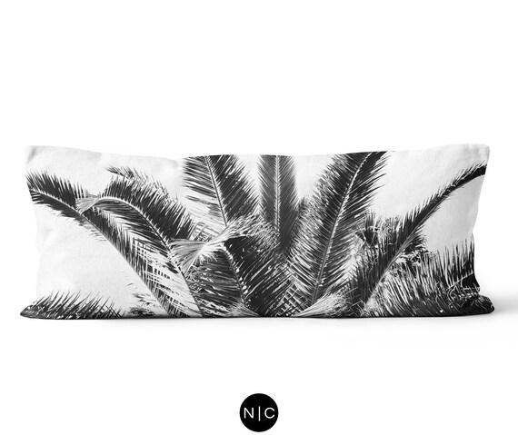 Black Summer Palms Body Pillow 20x54 Inch Lumbar Pillow Etsy