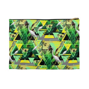 Grandes Garças Brancas - Bolsa para transportar tudo, estilo tropical verde e amarelo Bolsa de transporte com zíper de tamanho pequeno e grande na opção básica / fundo em T