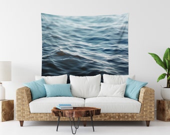 Dark Waters 2 - Wall Tapestry, Navy Blue, Ocean Nautical Hanging, Beach Surf Bohemian Hippie Chic Throw Cover. In Small Medium and Large