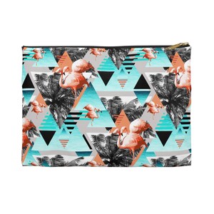 Paradise Flamingos - Bolsa para transportar tudo, turquesa e rosa estilo praia bolsa de transporte com zíper de tamanho pequeno e grande na opção básica / fundo em T