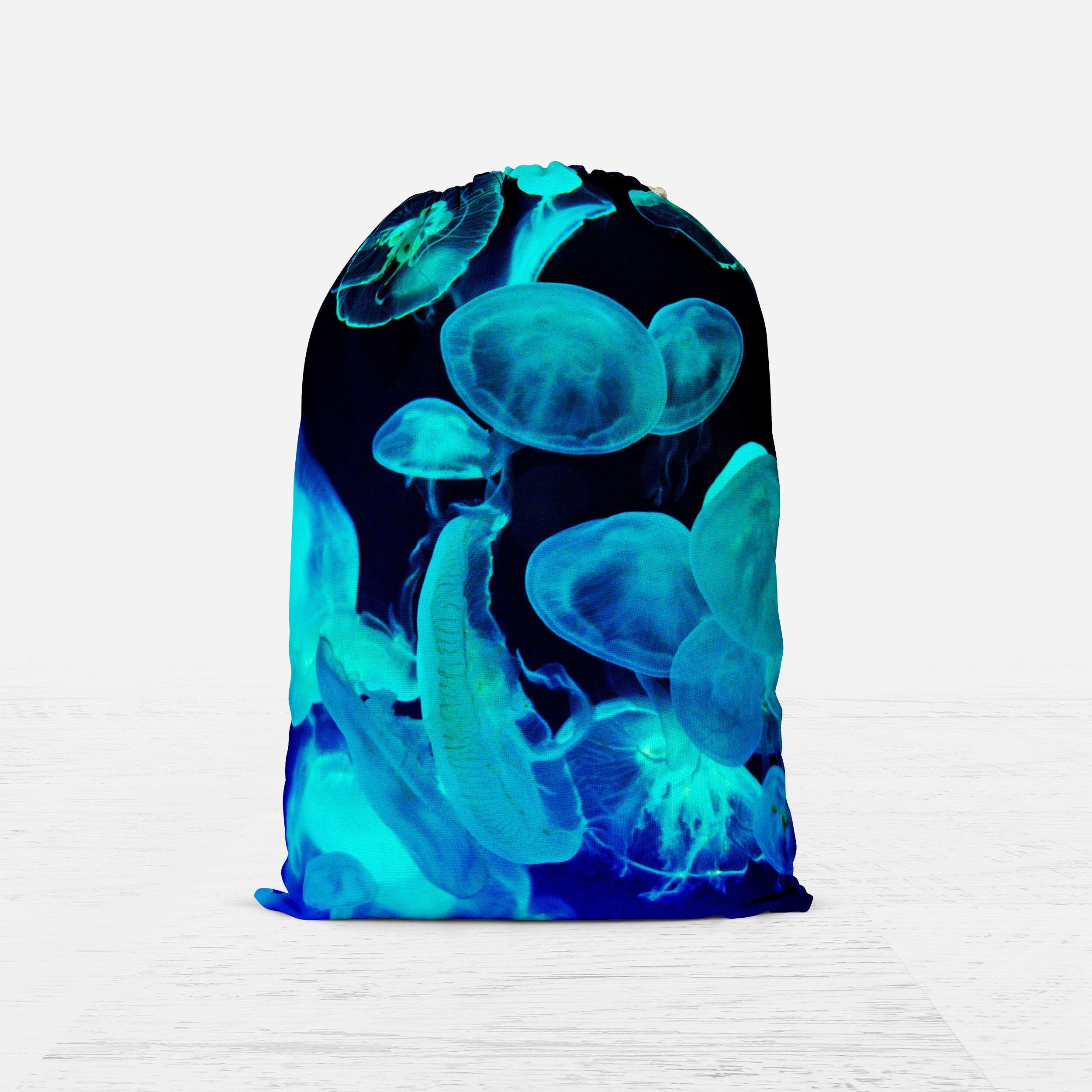 Blue Moon Jellyfish Laundry Sack 18x29 Inch Black Ocean Etsy