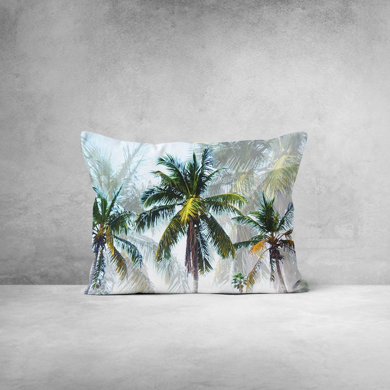 Palms of Paradise Boudoir Lumbar Pillow, 20x14 inch Palm Trees Surf Style Beach Tropical Boho Home Decor Rectangle Bedding Decor Accent image 6