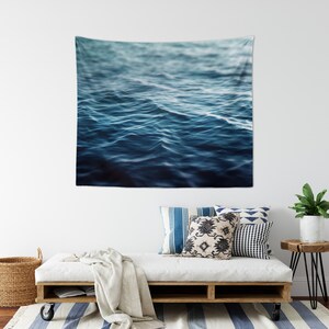 Dark Waters - Wall Tapestry, Deep Blue Ocean Water Hanging Decor, Bohemian Beach Surf Chic Style Home Accent. In Small Medium Large