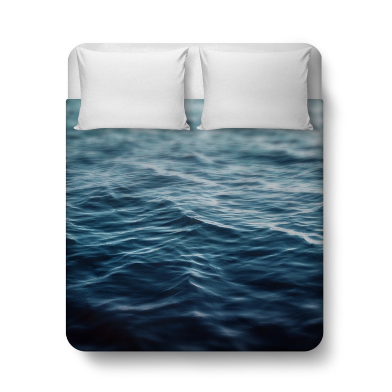 Dark Waters Duvet Cover Deep Ocean Blue Coastal Waters Etsy