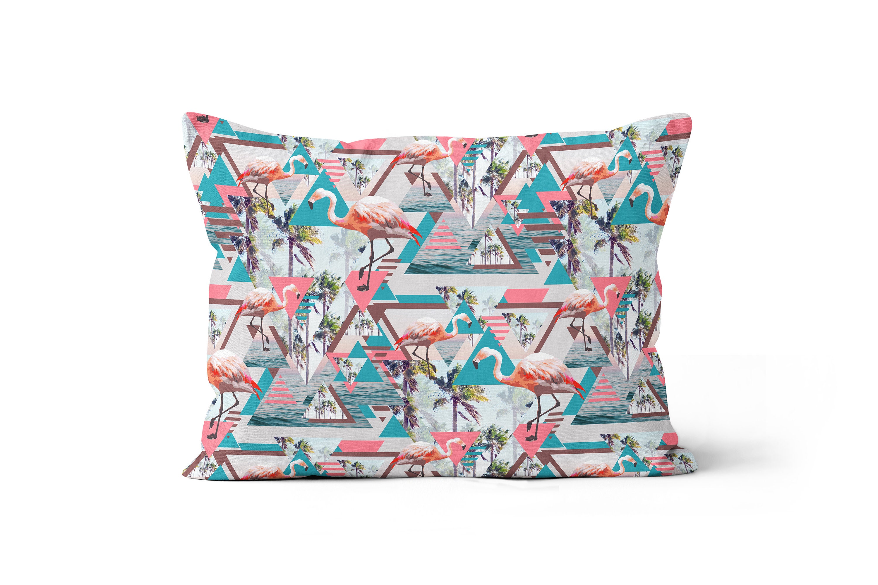 South Beach Flamingos Boudoir Lumbar Pillow 20x14 Inch Pink Etsy