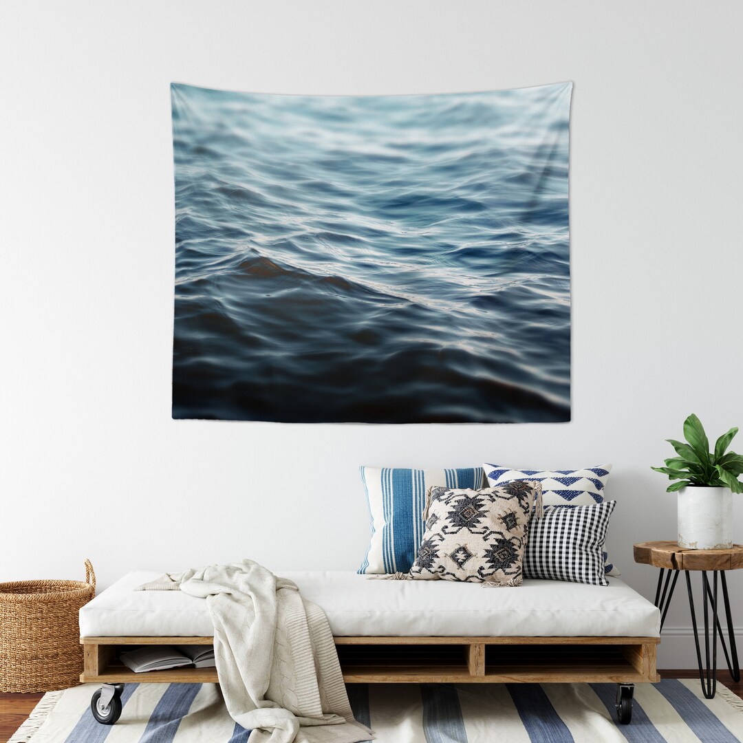 Dark Waters 2 Wall Tapestry Navy Blue Ocean Nautical - Etsy