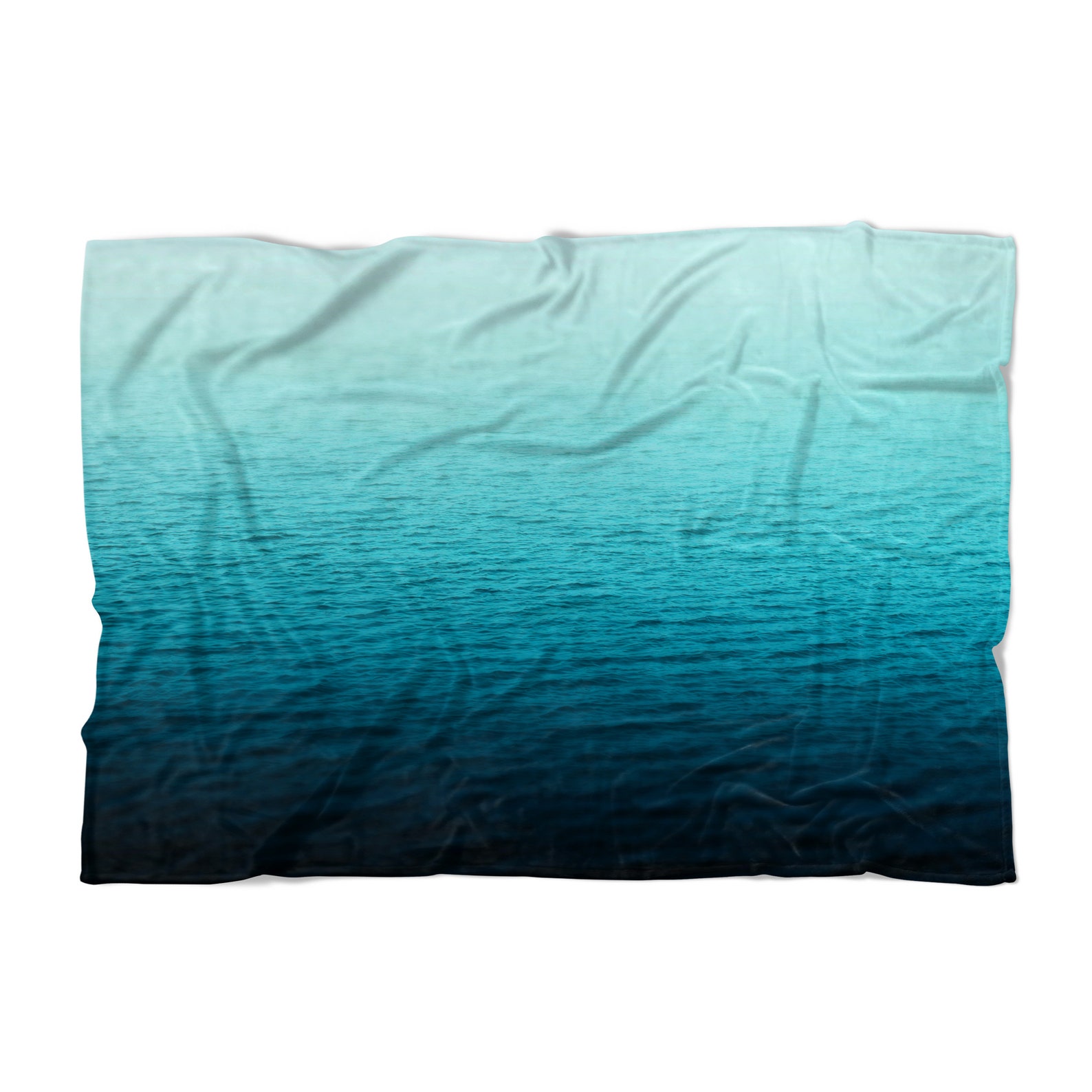 Aquamarine Sea Fleece Blanket Turquoise Ombre Style Coastal Etsy UK