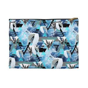 Flying White Herons - Bolsa para transportar tudo, estilo surf de praia azul e branco, bolsa de transporte com zíper de tamanho pequeno e grande na opção básica / fundo em T