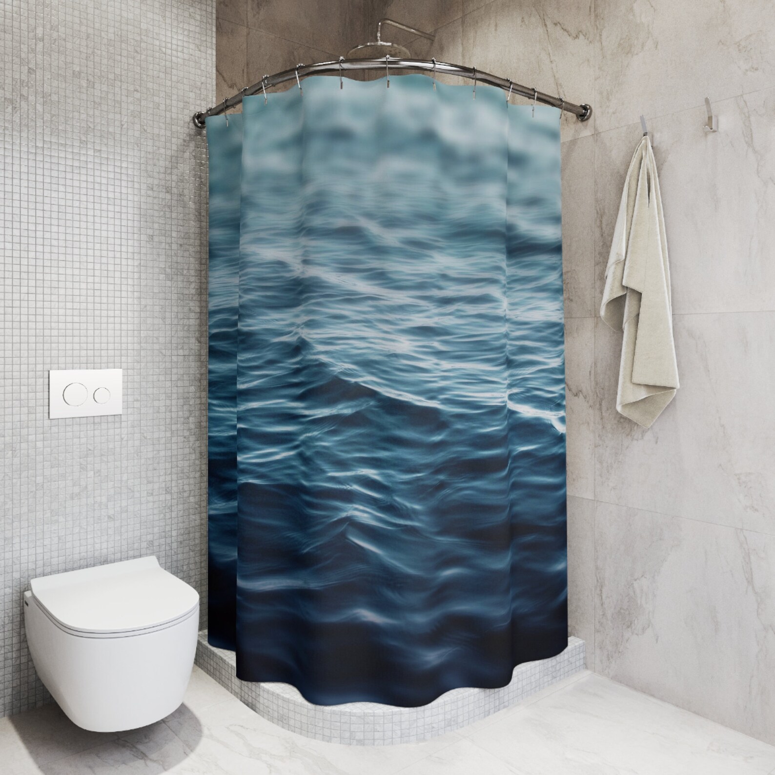 Dark Waters Shower Curtain, Deep Blue Ocean Water Bathroom Decor ...