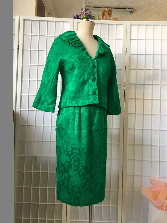 STUNNING MAD MEN Era Brocade Emerald/ Kelly Green 60's - Etsy