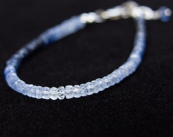 Blue Sapphire Array Bracelet, Delicate Sapphire Bracelet. Petite Layering Gemstone Bracelet. September Birthstone Jewelry