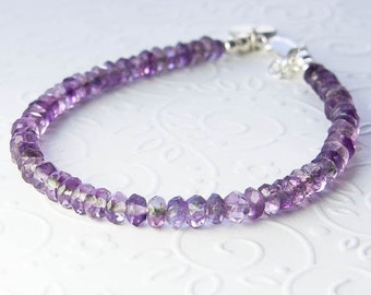 Lila Amethyst Zierliches Armband. Februar Geburtsstein