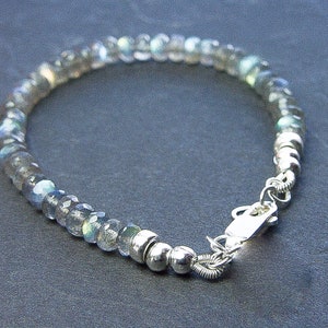 Labradorite Bracelet. Gemstone Jewelry. Choose Eco Friendly Sterling Silver or 14/20 Gold Filled Clasp