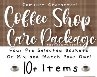 Custom Comfort Character Coffee Shop Date Care Package Box - Sweaters, Coffee, Novels, & More!