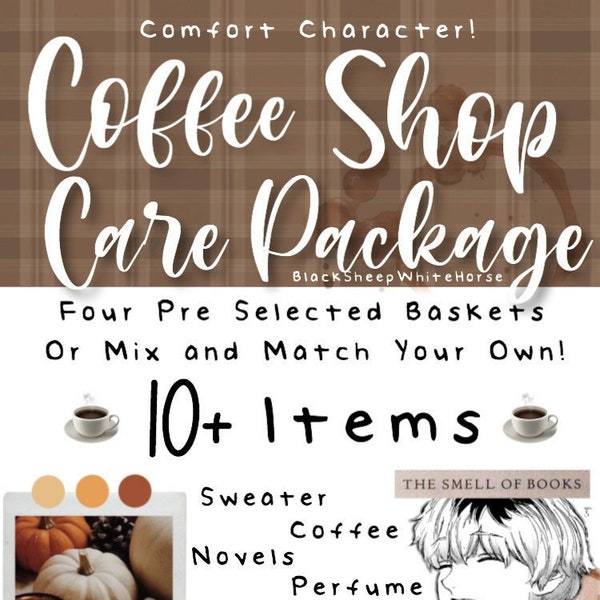 Custom Comfort Character Coffee Shop Date Care Package Box - Sweaters, Coffee, Novels, & More!