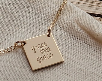 Grace Upon Grace Necklace  .  Dainty Christian Inspired Jewelry  . Custom Confirmation Jewelry  .  Teen Girl Gift