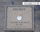 Soulmate initial necklace . Couples Initial Necklace for girlfriend wife . Personalized Anniversary Gift . Custom Birthday Gift
