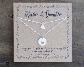 READY 2 SHIP . Mother Daughter Necklace Set Mothers Day Gift . i carry your heart . mother of the bride gift . back to school gift