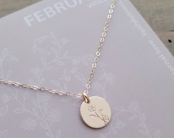 February Birthflower Necklace  .  Violet Jewelry  .  Gifts for Mom  .  Winter Jewelry  . Floral Necklace  . Valentines Day Gift