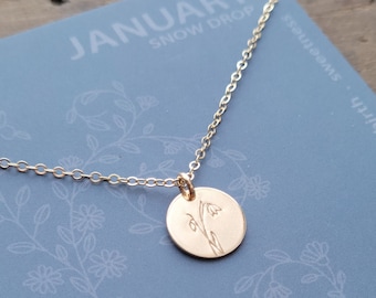 January Birthflower Necklace  .  Sterling or Gold-Filled Snowdrop Jewelry  .  Gifts for Mom  .  Winter Jewelry  . Floral Necklace